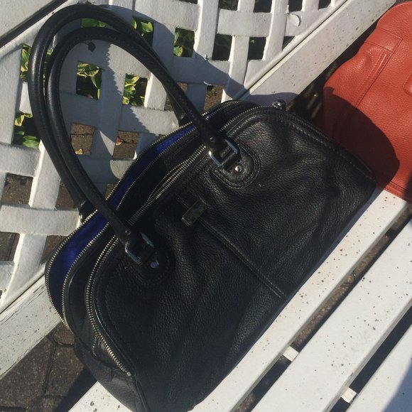 Black Cole Haan bag with blue interior - Picture 1 of 3